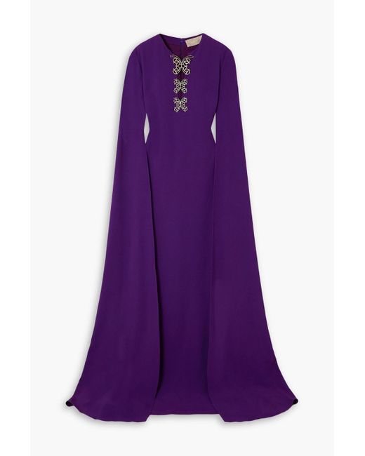 Elie Saab Purple Embellished Crepe Gown