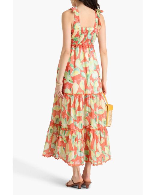 Charo Ruiz White Virgo gestuftes midikleid aus voile aus einer baumwollmischung mit print