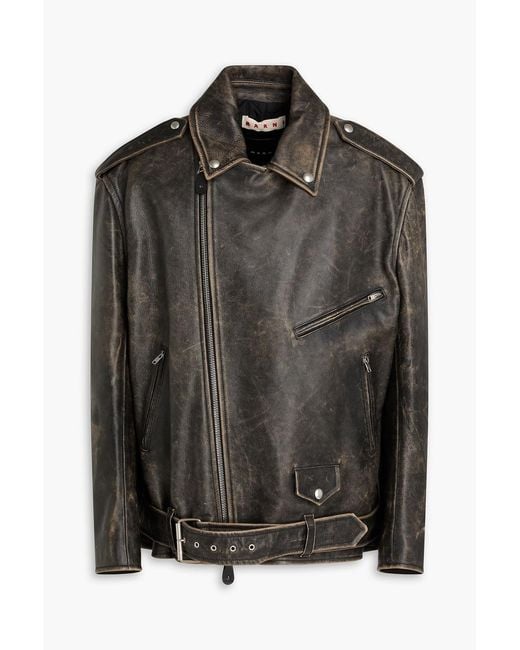 Marni Black Leather Biker Jacket for men