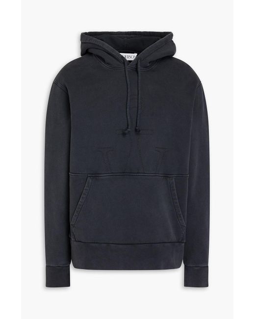 J.W. Anderson Blue Embroidered Cotton-fleece Hoodie for men