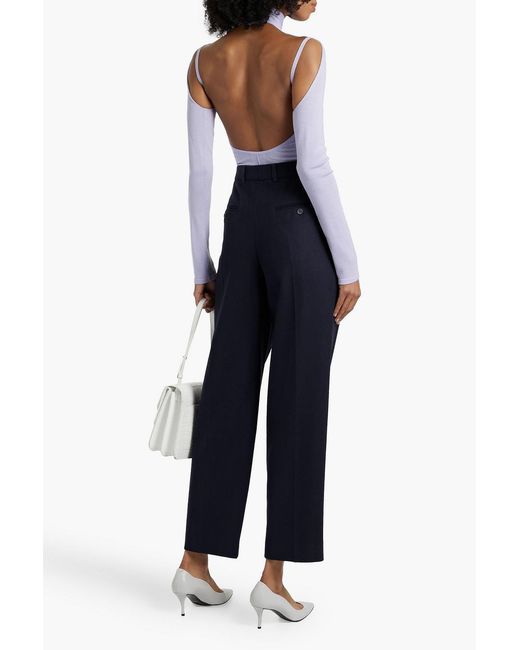 Totême  Blue Wool-blend Flannel Straight-leg Pants