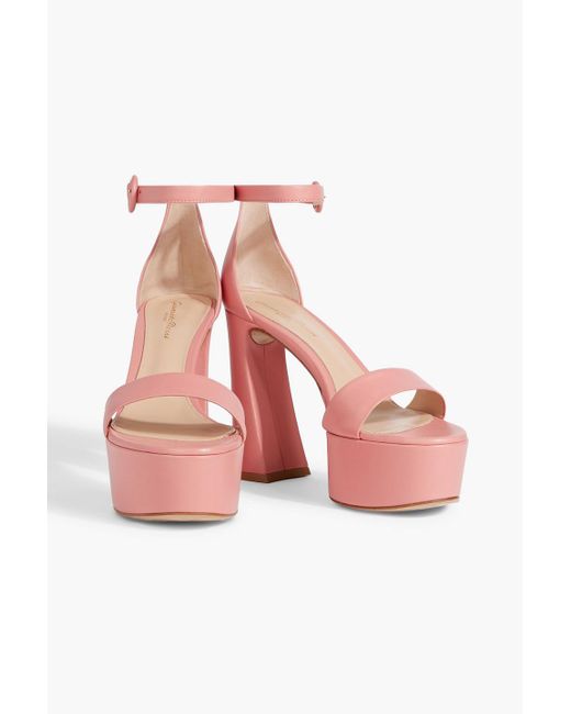Gianvito Rossi Pink Holly Leather Platform Sandals