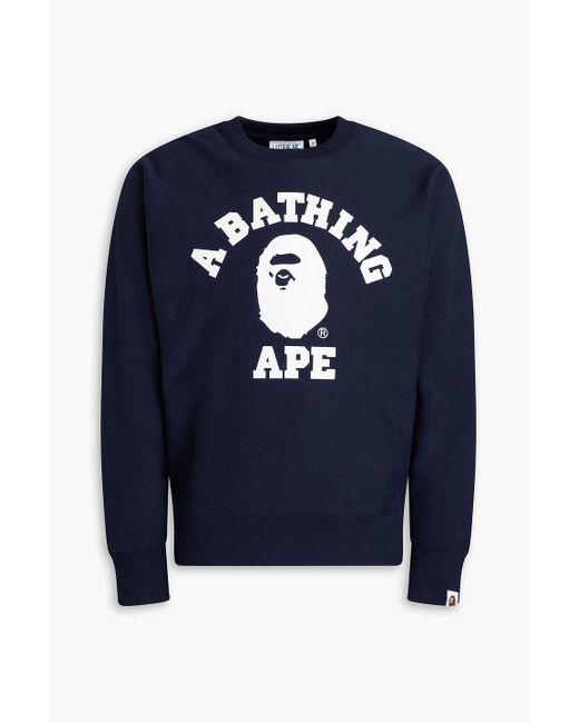 A Bathing Ape Blue Logo-print French Cotton-terry Sweatshirt for men