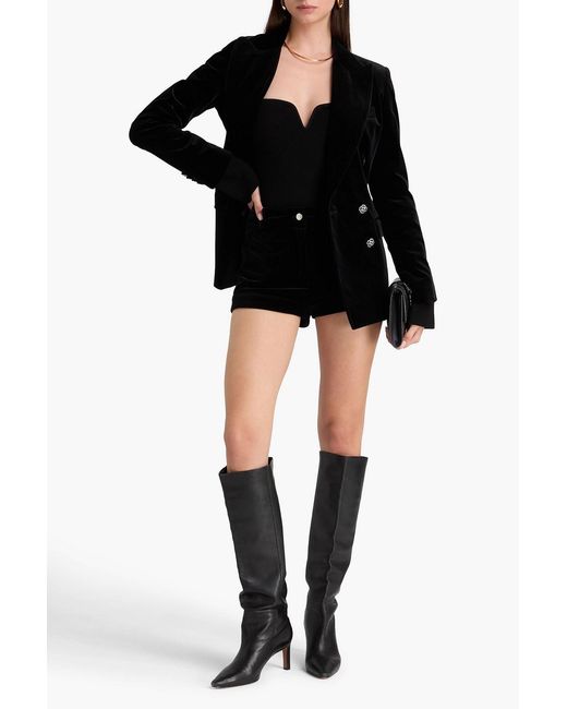 Etro Black Cotton-Blend Velvet Shorts