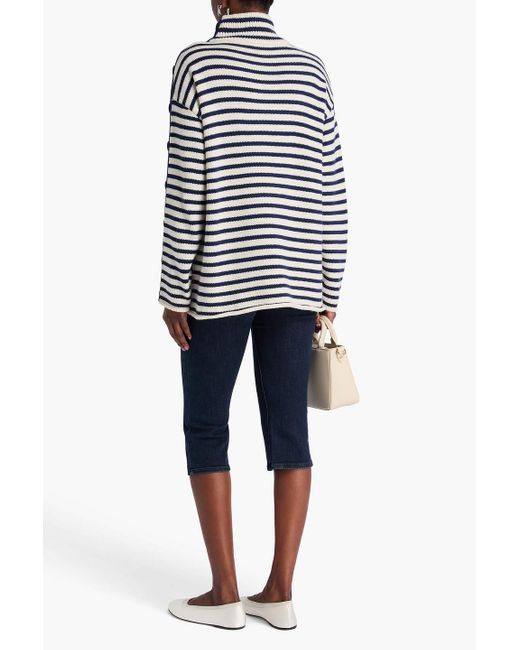 Claudie Pierlot Blue Striped Knitted Turtleneck Sweater