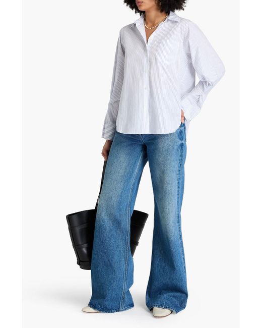 10 Crosby Derek Lam White Wesley gestreiftes hemd aus baumwollpopeline