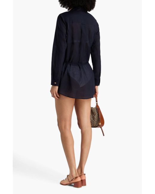Tory Burch Blue Hemdkleid in minilänge aus baumwoll-voile