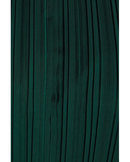 Vince Green Plissé-satin Midi Dress