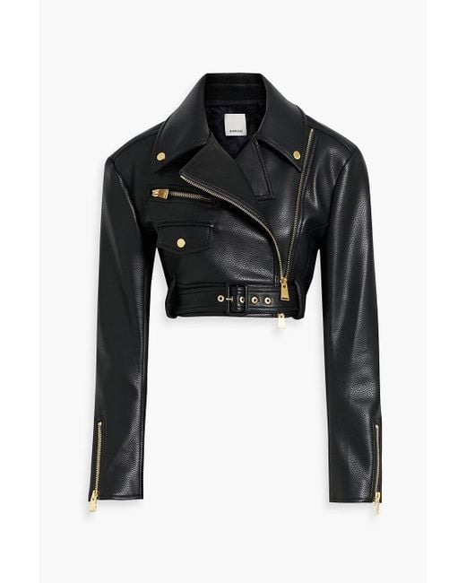 Jonathan Simkhai Black Araceli Cropped Leather-blend Biker Jacket