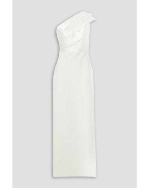 Solace London White Elina schulterfreies minikleid aus glänzendem twill