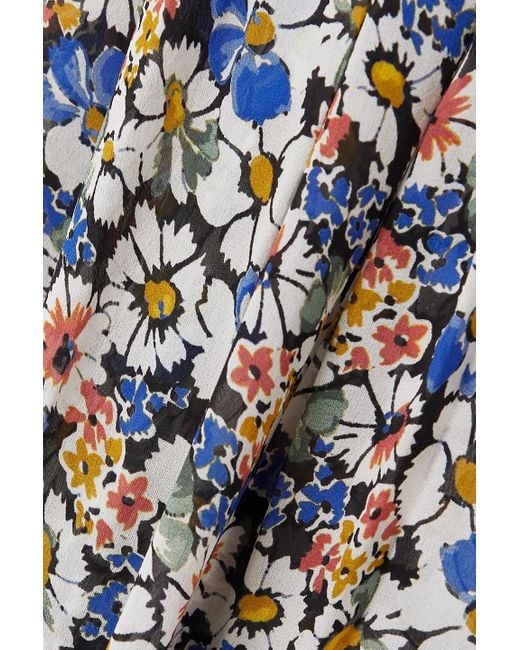 Veronica Beard Gray Mick maxikleid aus seidenchiffon mit floralem print