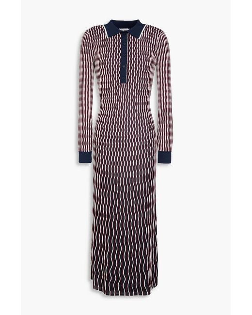 Jonathan Simkhai Purple Kassidy Striped Knitted Midi Dress