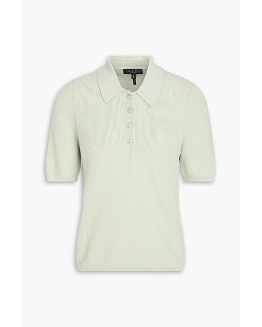 Rag & Bone White Darcey Cotton And Cashmere-blend Polo Sweater