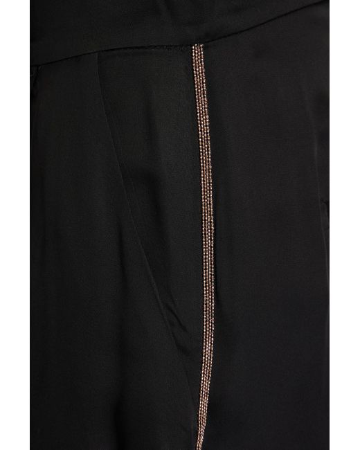 Brunello Cucinelli Black Shorts aus satin mit falten