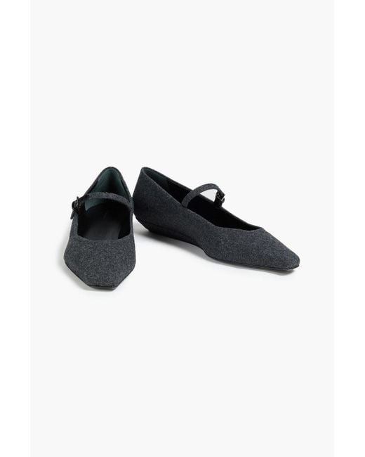 Loulou de Saison Black Regane Flannel Mary Jane Flats
