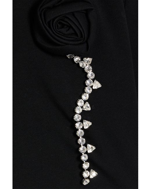 Area Black Cropped Embellished Stretch-Cotton Jersey T-Shirt