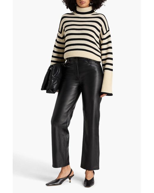 Totême  Black Leather Straight-leg Pants