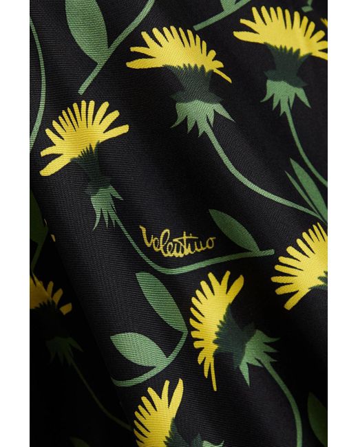 Valentino Garavani Black Minikleid aus seiden-twill mit schluppe und floralem print