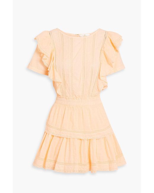 LoveShackFancy Orange Natasha Lace-trimmed Fil Coupé Cotton Mini Dress