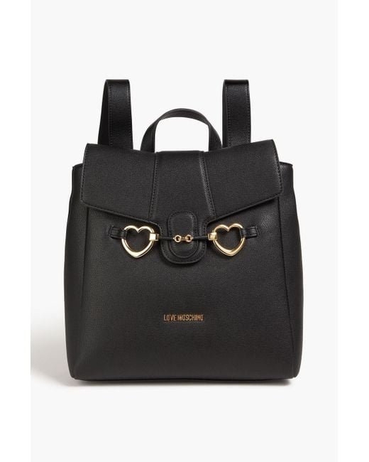 Love Moschino Black Embellished Faux Textured Leather Backpack
