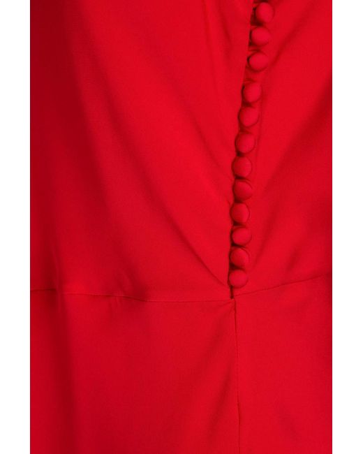 Nicholas Red Lilly Chiffon-paneled Silk-blend Satin Top