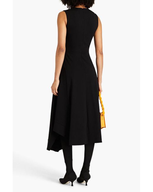 Victoria Beckham Black Asymmetric Jersey Midi Dress