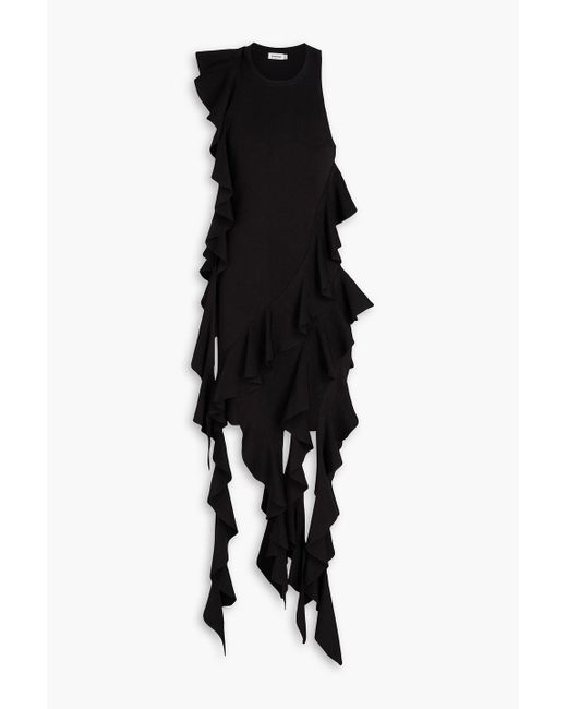 Jonathan Simkhai Black Wilda Ruffled Stretch-knit Mini Dress