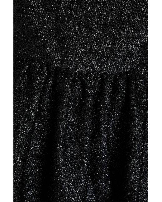 Stine Goya Black Anny Gathered Tinsel Midi Dress