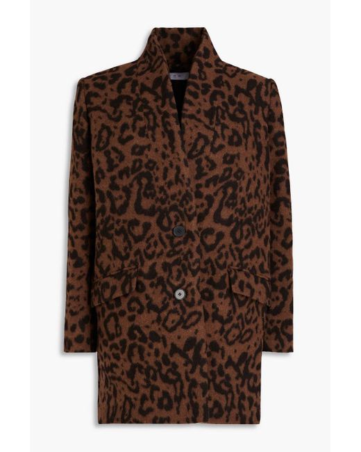 IRO Brown Leopard-print Felt Wool And Alpaca-blend Felt Coat