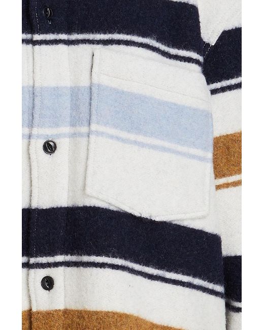 Officine Generale Blue Jarod Brushed Striped Wool-blend Jacket for men
