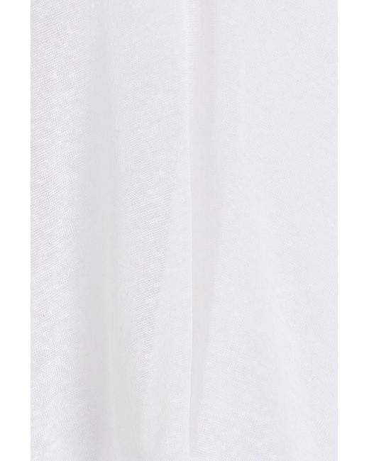 James Perse White Linen-blend Polo Shirt