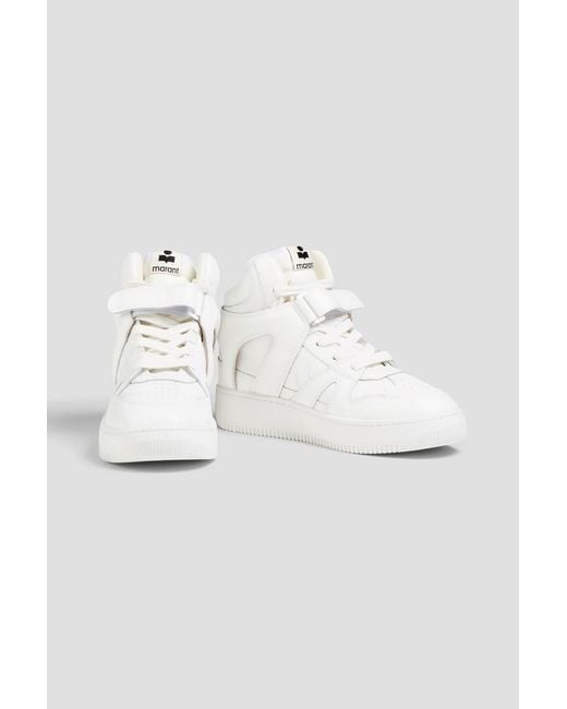Isabel Marant White Brooklee Perforated Leather High-Top Sneakers