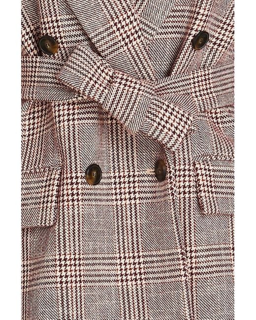 Maje Brown Vinone Double-breasted Prince Of Wales Checked Cotton-blend Tweed Blazer