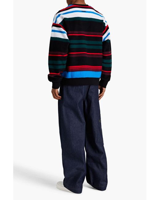 Missoni Blue Striped Cotton-fleece Sweatshirt for men