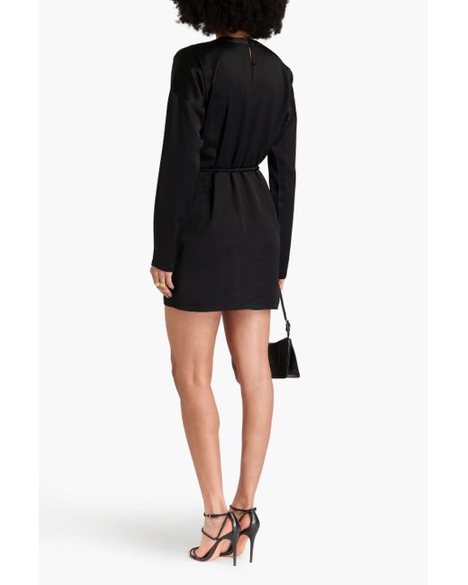 Nanushka Black Belted Satin Mini Dress