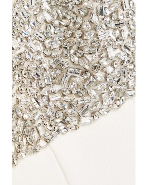 Rachel Gilbert White Crystal-embellished Crepe Gown