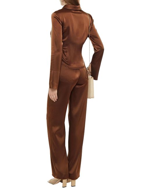 Nanushka Brown Drew Satin Straight-leg Pants