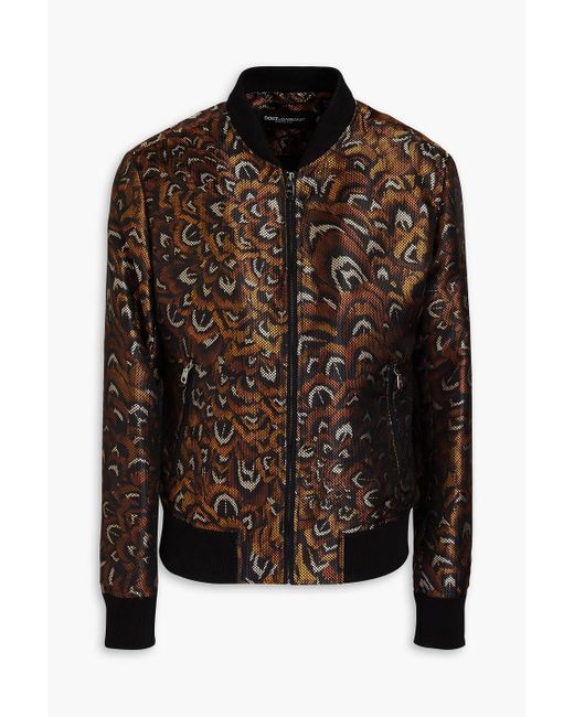 Dolce & Gabbana Brown Printed Satin-jacquard Bomber Jacket for men