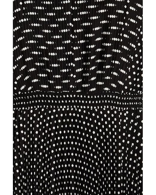 Maje Black Riplettita plissiertes midikleid aus crêpe mit polka-dots