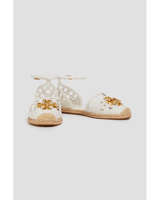 Tory Burch White Eleanor Leather Espadrille Sandals