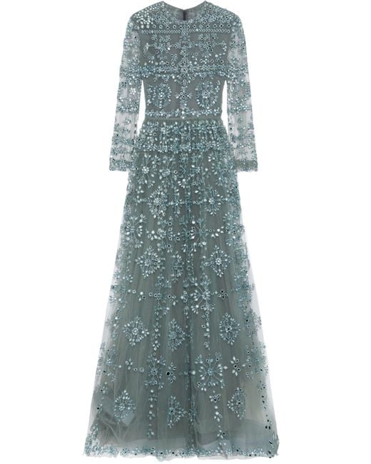 Valentino Blue Embellished Tulle Gown
