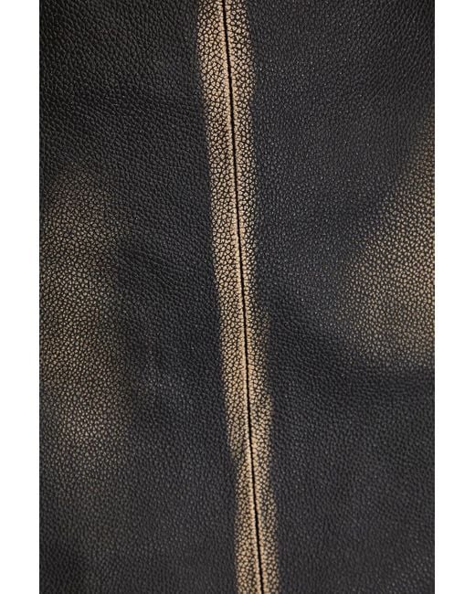 REMAIN Birger Christensen Black Distressed Pebbled-leather Mini Skirt