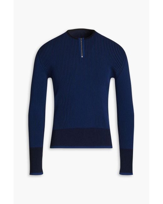 Jacquemus Blue La Maille Ribbed-knit Half-zip Sweater for men