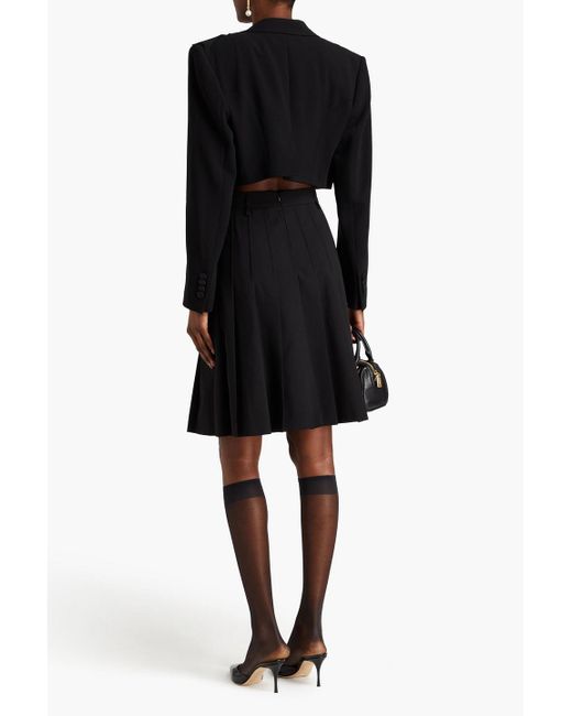 Dolce & Gabbana Black Cropped Embellished Wool-blend Crepe Blazer
