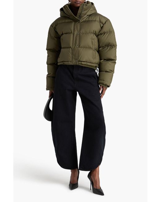 Wardrobe NYC Green Quilted Shell Hooded Down Jacket