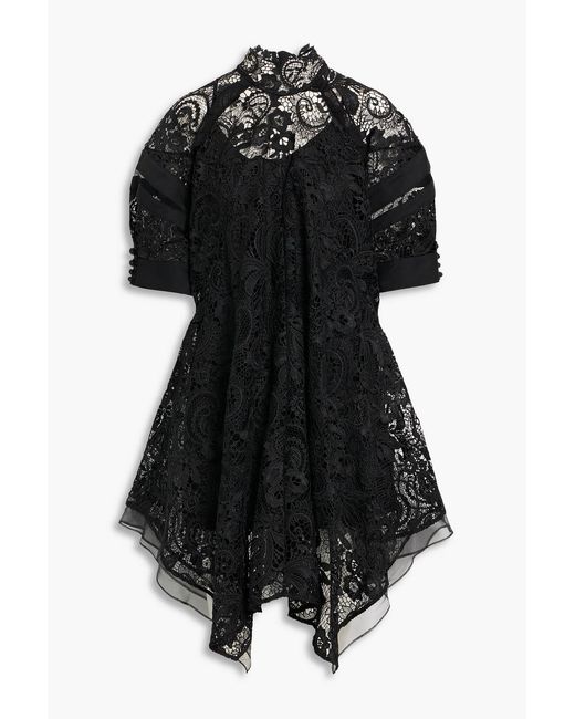 3.1 Phillip Lim Black Corded Lace And Cotton-Twill Dress