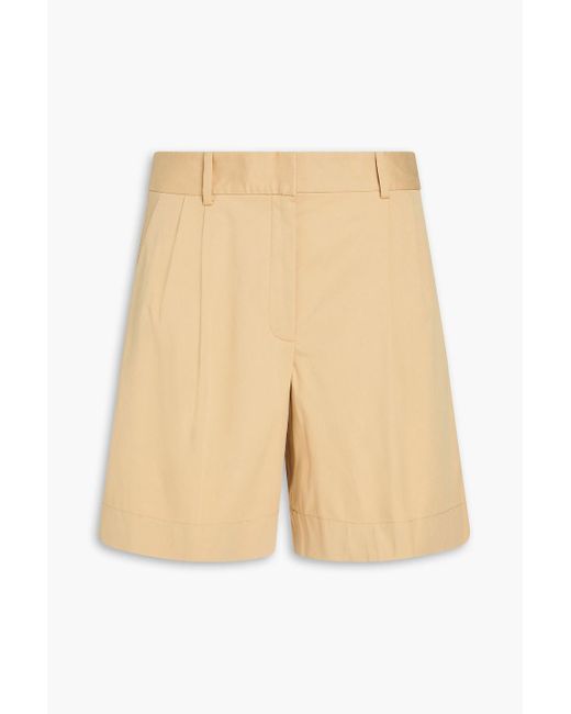 Theory Natural Pleated Stretch-Cotton Twill Shorts