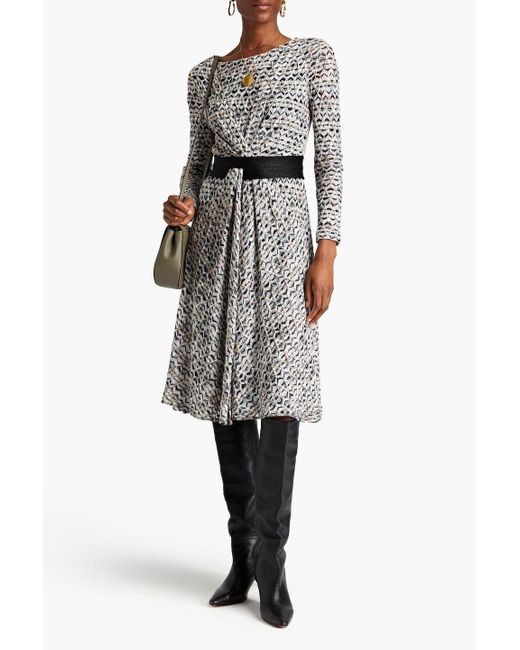 Missoni Gray Metallic Crochet-knit Midi Dress