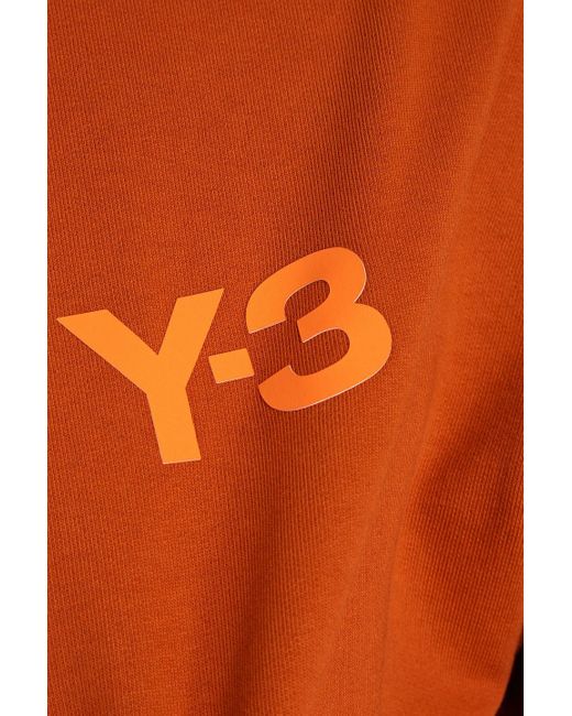 Y-3 Sweatshirt aus baumwollfrottee mit logoprint in Orange für Herren