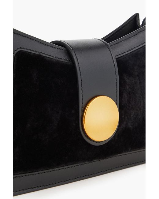 Elleme Black Baguette Leather And Shearling Shoulder Bag